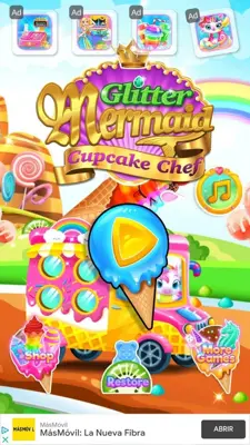 Mermaid Glitter Cupcake Chef android App screenshot 7